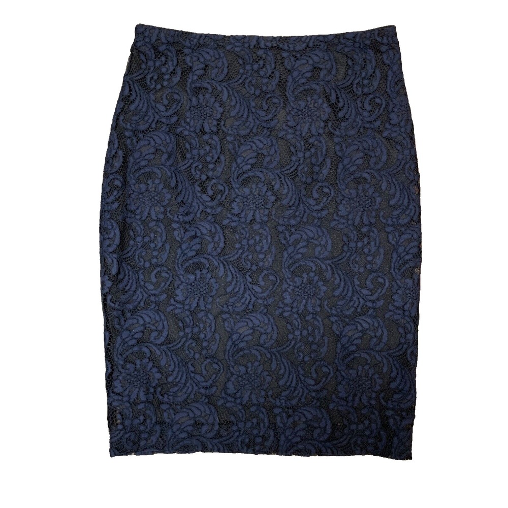 SET Womens Size 2 Navy Blue/Black Lace Pencil Skirt